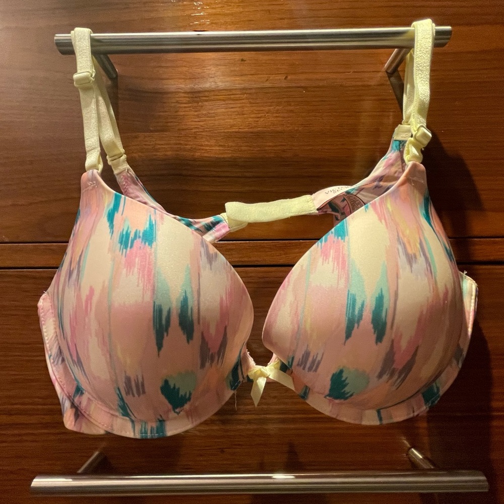 NEW Victoria Secret push up print bra with bow 34C
